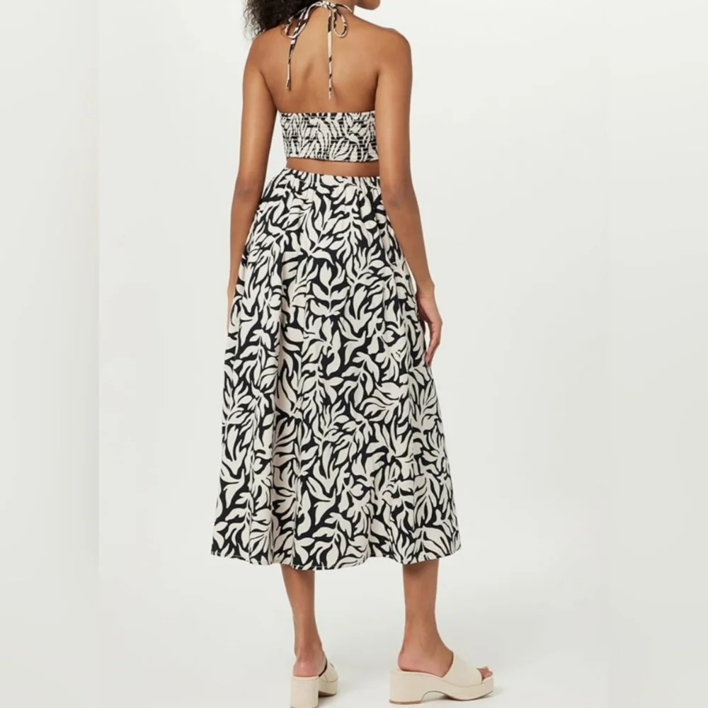 The Drop Women's Brinda Cotton Cut Out Halter Maxi Dress Size MEDIUM Black White - Picture 8 of 9